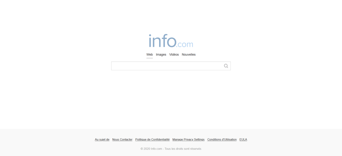 La page d'accueil d'Info.com