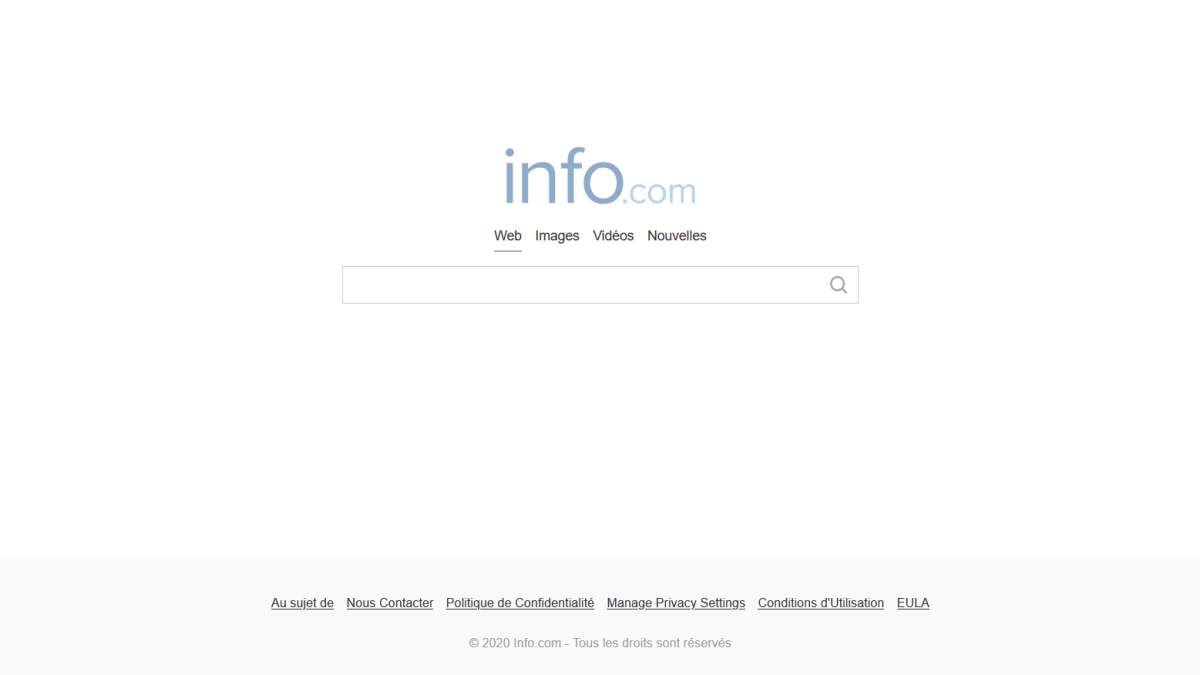 La page d'accueil d'Info.com