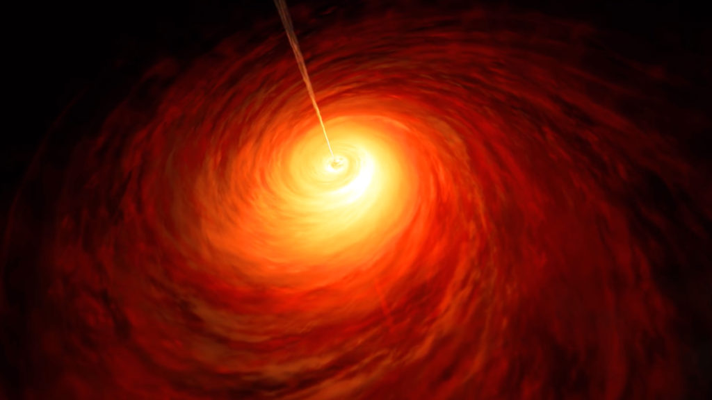 Le trou noir M87*, vue d'artiste. // Source : Capture d'écran YouTube European Southern Observatory