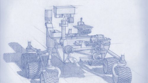 Un croquis du rover Mars 2020. // Source : Flickr/CC/Nasa (photo recadrée)