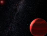 Vue d'artiste d'une planète en orbite autour d'une naine rouge. // Source : Wikimedia/CC/NASA, ESA and G. Bacon (photo recadrée)