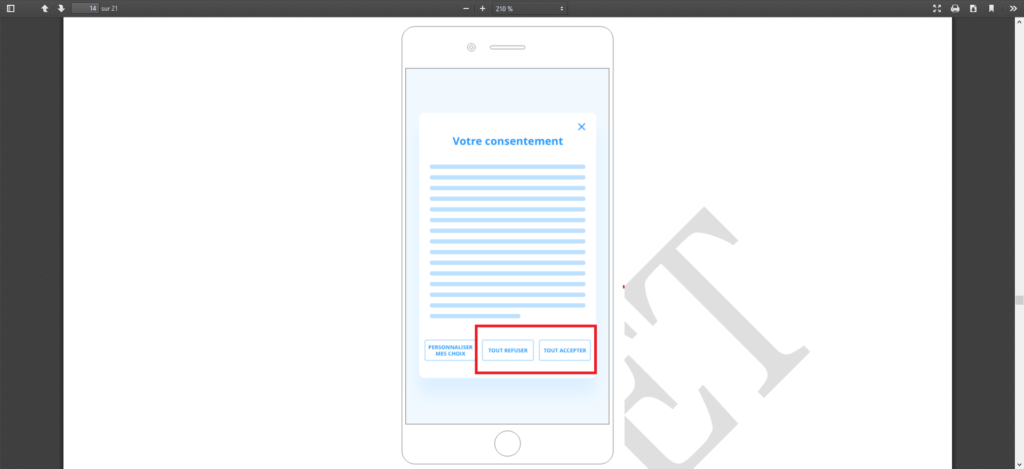 La présentation doit être similaire entre le refus et l'acceptation. // Source : CNIL