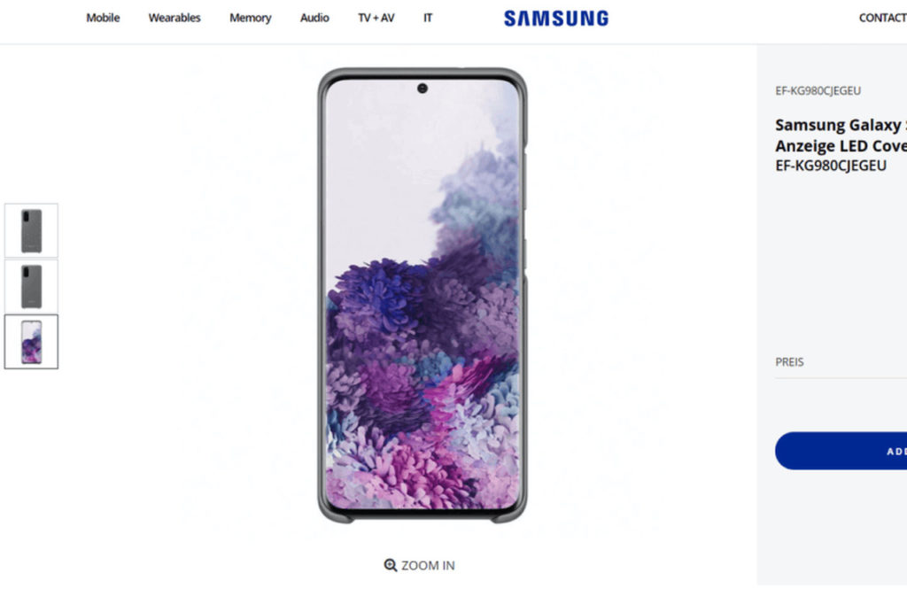 Fuite Samsung du Galaxy S20 // Source : WinFuture