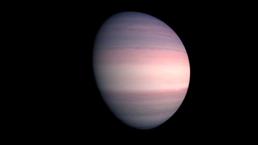 Une vue d'artiste de l'exoplanète TOI 1338 b. // Source : NASA's Goddard Space Flight Center/Chris Smith (USRA) (photo recardée et modifiée)
