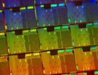 Détail d'un « wafer », une plaque de matériau semi-conducteur qui sert à la fabrication de composants de microélectronique.  // Source : Intel