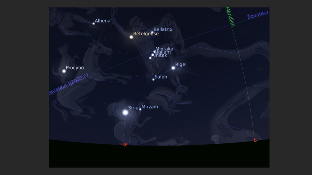 La position de Bételgeuse. // Source : Capture d'écran Stellarium réalisée par Florent Deleflie La position de Bételgeuse. // Source : Capture d'écran Stellarium réalisée par Florent Deleflie