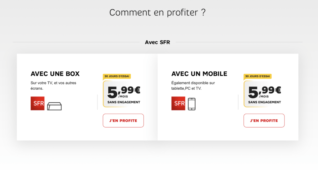 Amazon Prime chez SFR // Source : SFR