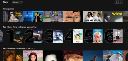 Capture d'écran de la page d'accueil Netflix