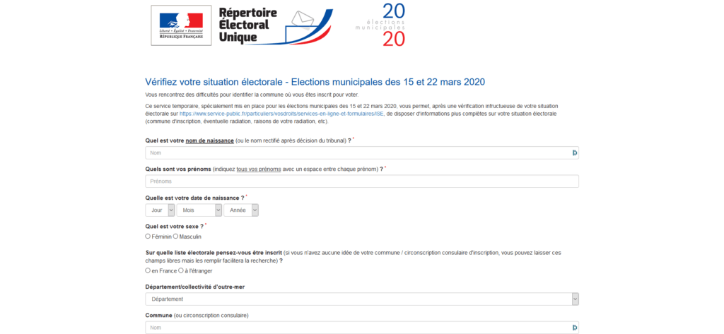 Inscription élection Inscription élection
