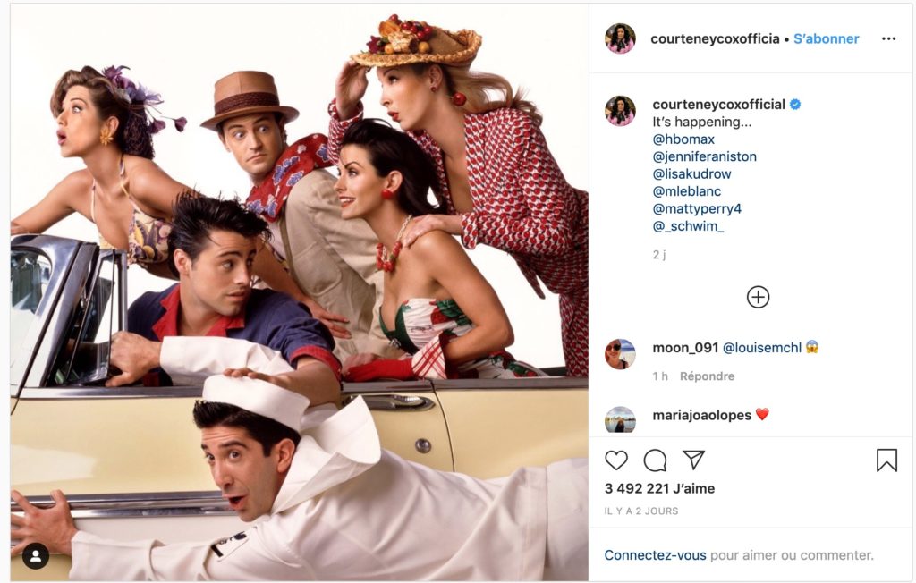 Capture d'écran du post Instagram partagé sur les comptes des 6 acteurs