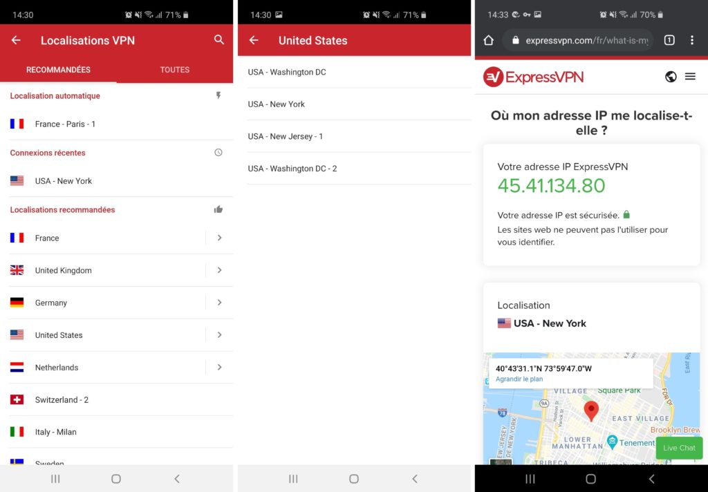 serveurs expressvpn app mobile