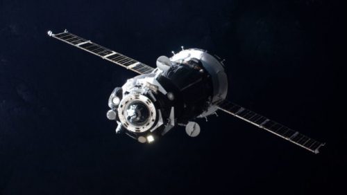 Un vaisseau spatial Soyouz à la manoeuvre. // Source : NASA Johnson