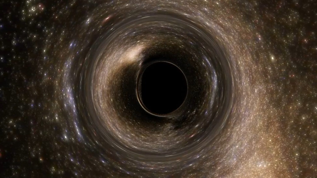 Une représentation d'un trou noir. // Source : Capture d'écran YouTube Ziri Younsi
