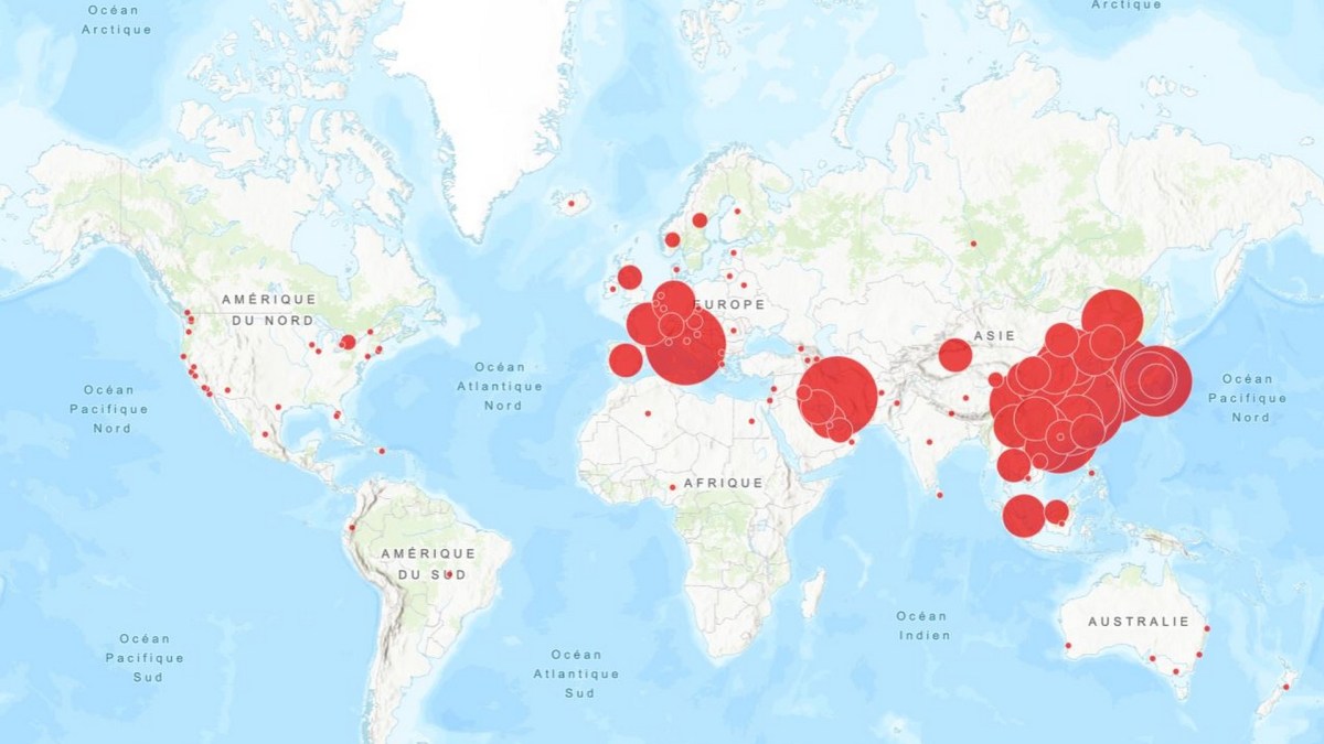 Carte du coronavirus (2 mars 2020)