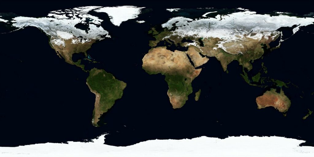 Carte actuelle de la surface de la Terre. // Source : Pixabay