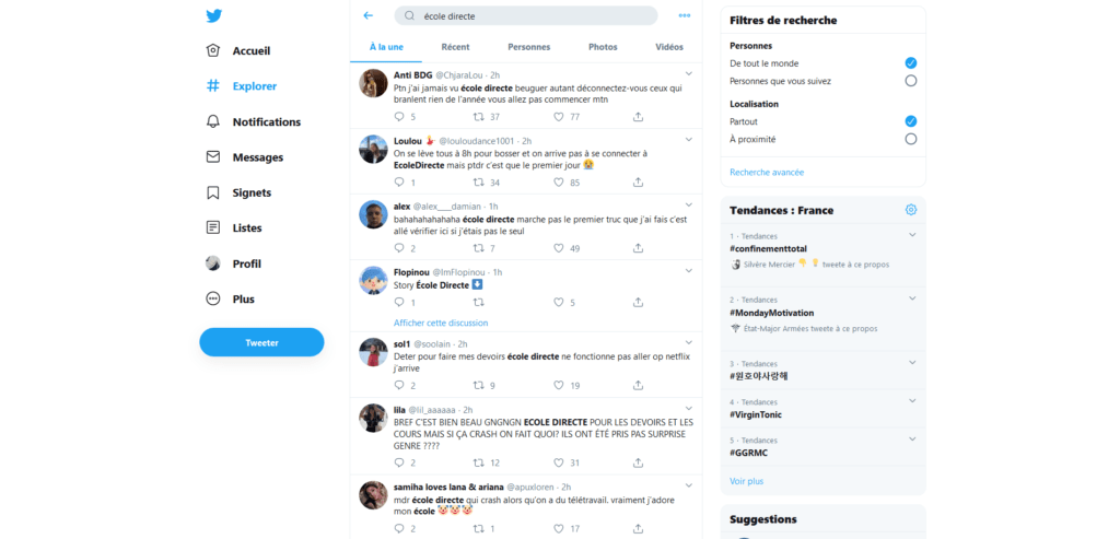 Ecole directe réactions Twitter