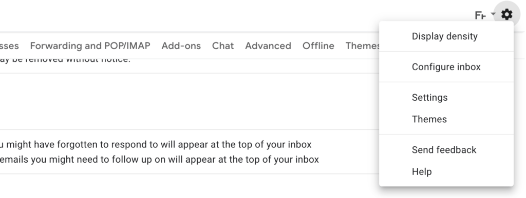 Les réglages de Gmail