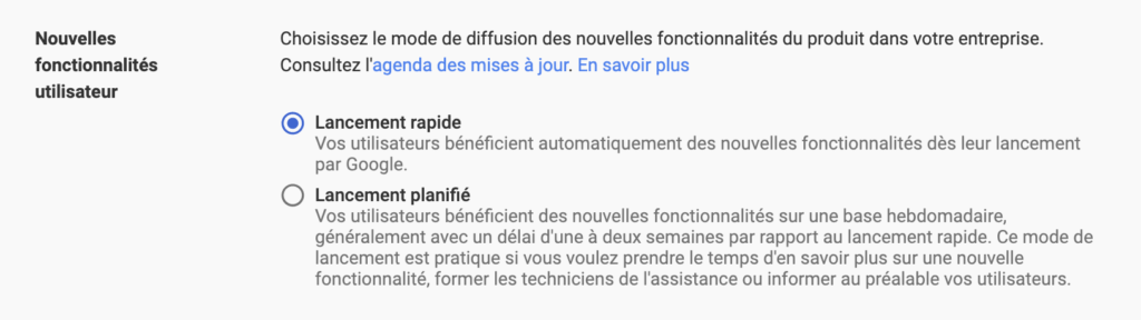 Les options de mises à jour Les options de mises à jour