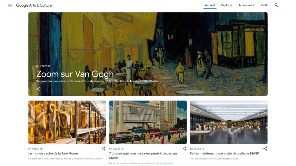 Le site de Google Arts & Culture. // Source : Capture d'écran Google Arts & Culture