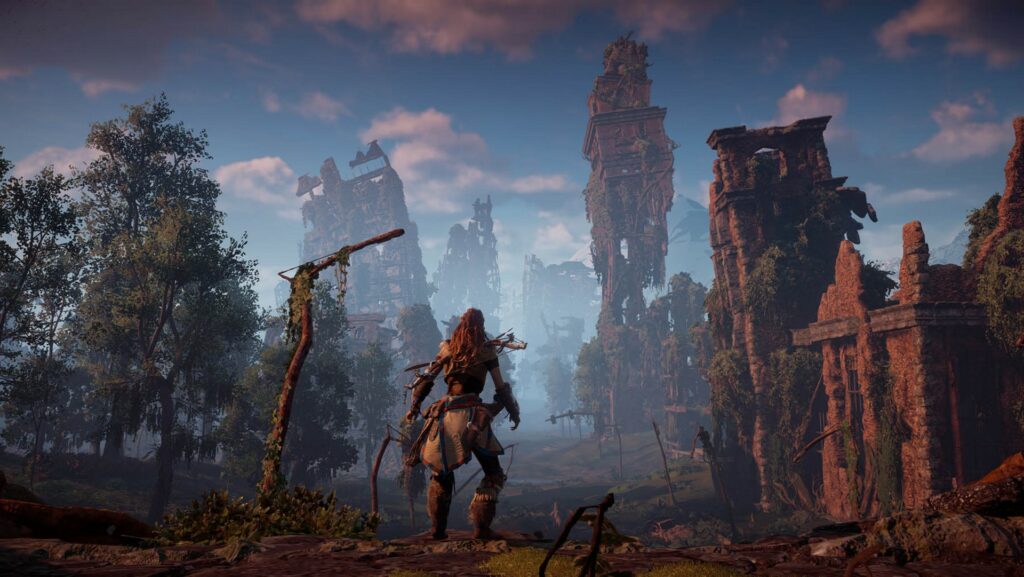 Horizon Zero Dawn, jeu post-apocalyptique à la dimension de reconstruction et de merveilleux. // Source : Guerilla