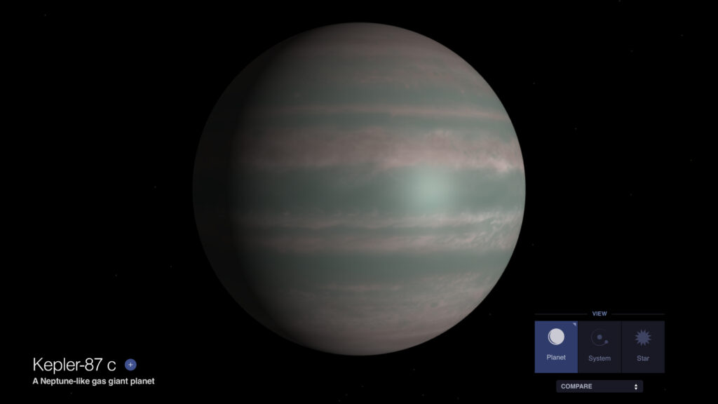 Vue d'artiste de l'exoplanète Kepler-87 c. // Source : Capture d'écran exoplanets.nasa.gov