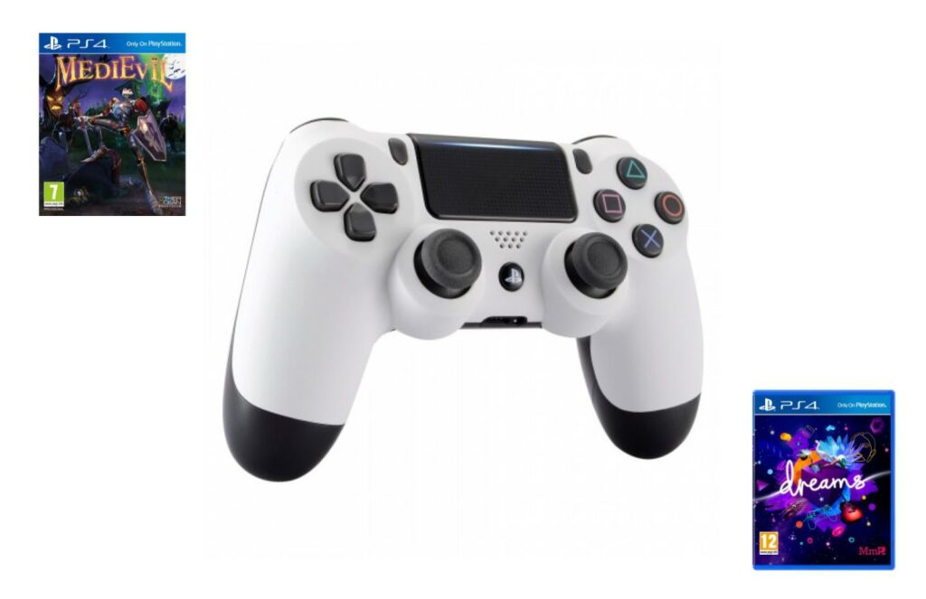 Manette PS4 blanche avec jeu offert