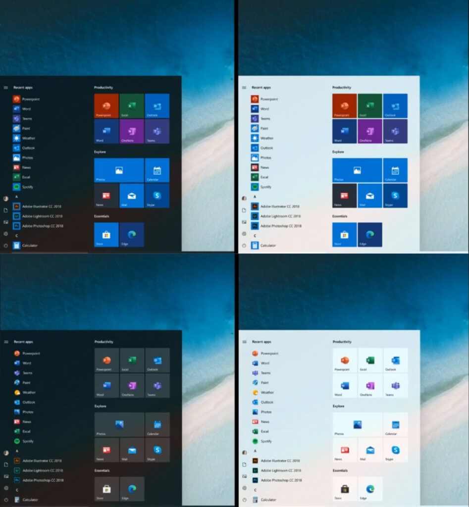 Microsoft Windows 10 menu Démarrer