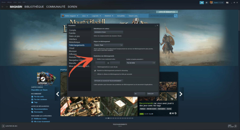 Steam réduire téléchargement