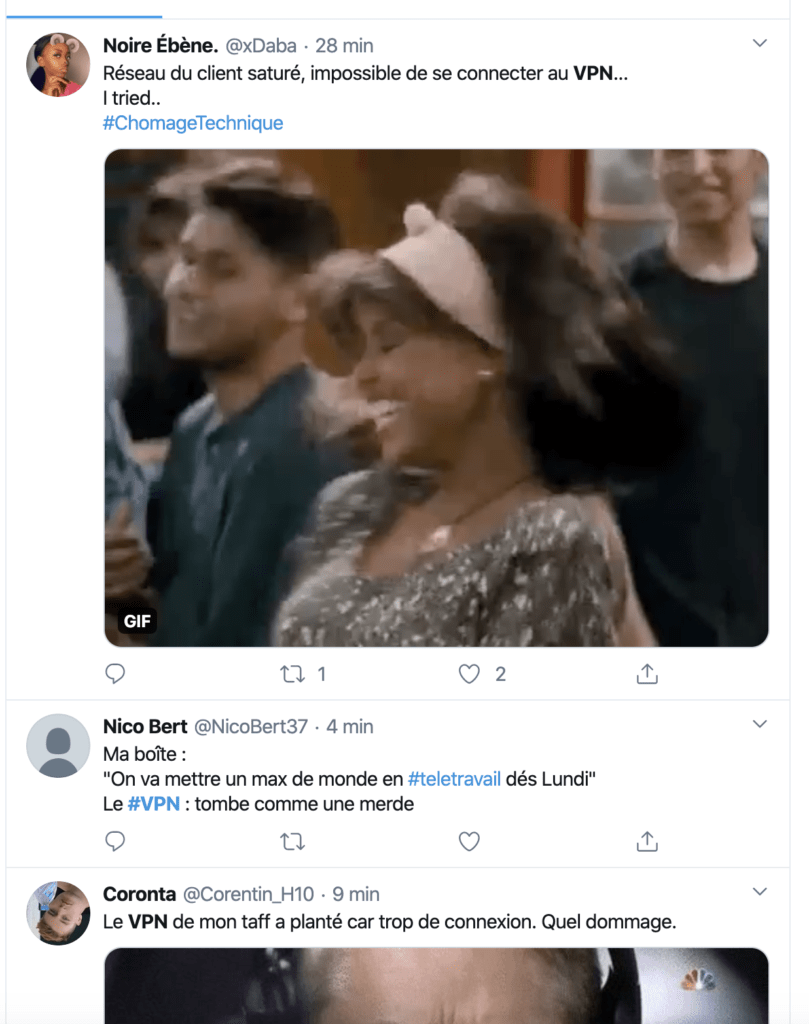 Les VPN d'entreprise tombent // Source : Capture d'écran Twitter
