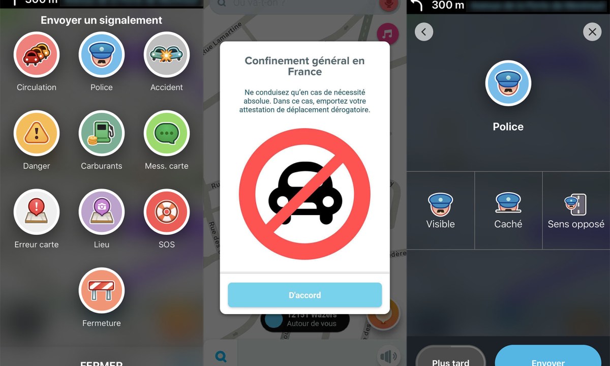 Waze confinement police