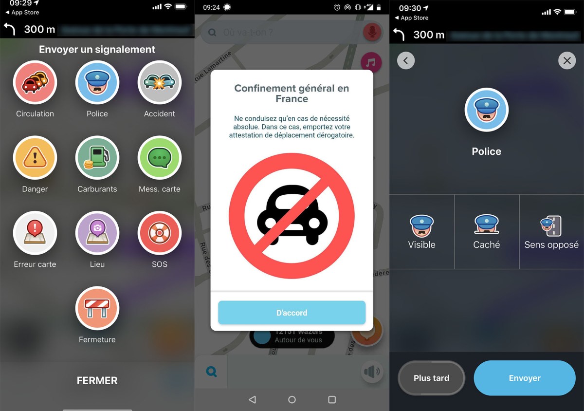 Waze confinement police