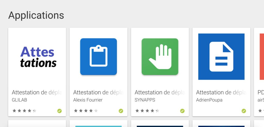 Les applications sur le Play Store de Google // Source : Capture d'écran Play Store / Numerama