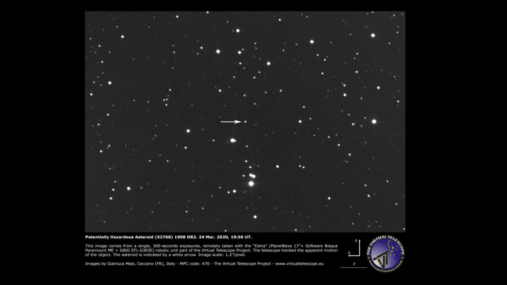 L'objet, observé le 24 mars 2020. // Source : Gianluca Masi, The Virtual Telescope Project (photo recadrée)