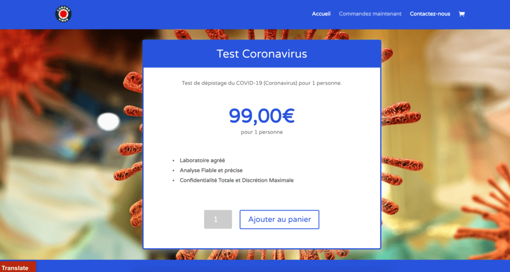 Capture d'écran du site en question Capture d'écran du site en question