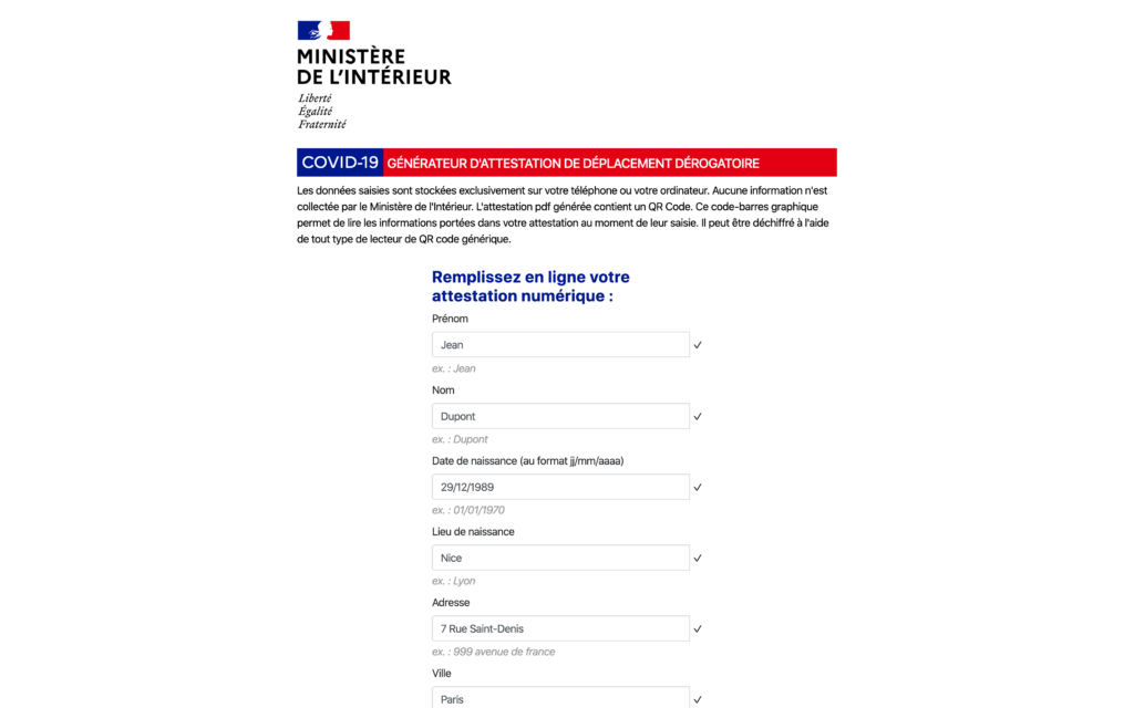 À quoi ressemble l'attestation numérique ? // Source : Capture d'écran de la bêta, depuis fermée