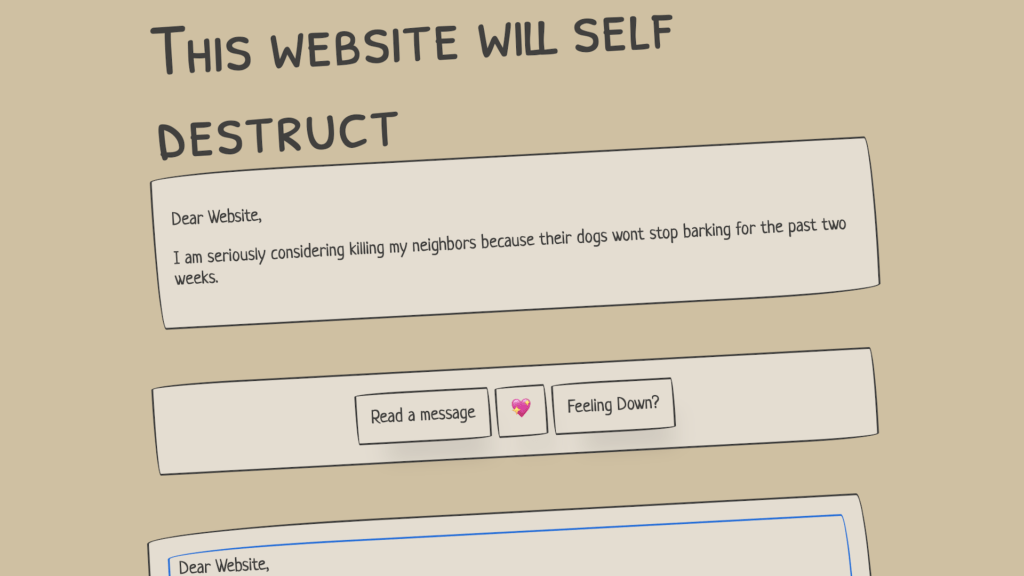 Site 'This website will self destruct' // Source : Numerama Site 'This website will self destruct' // Source : Numerama