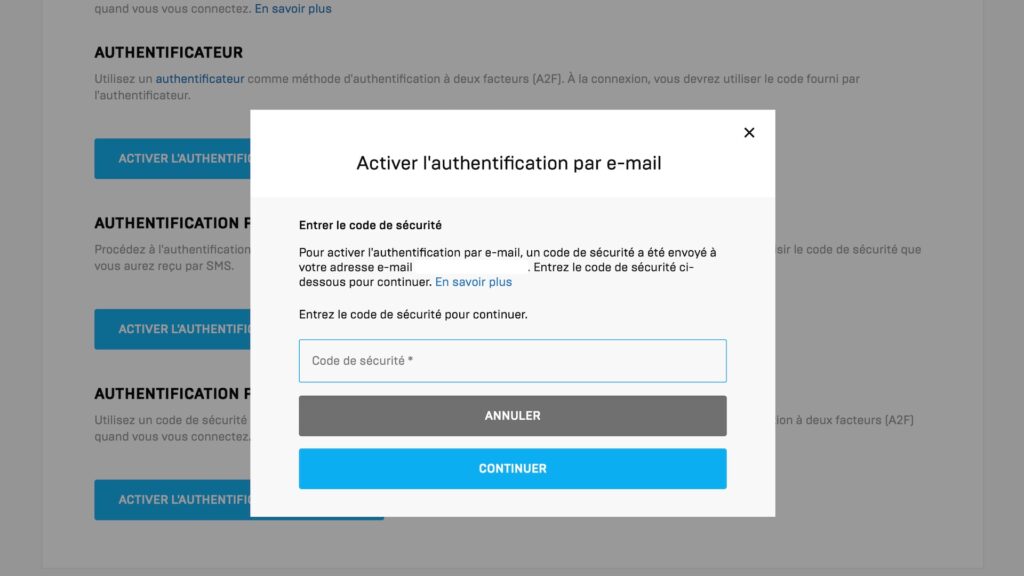 Authentification à deux facteurs sur l'Epic Games Store Authentification à deux facteurs sur l'Epic Games Store