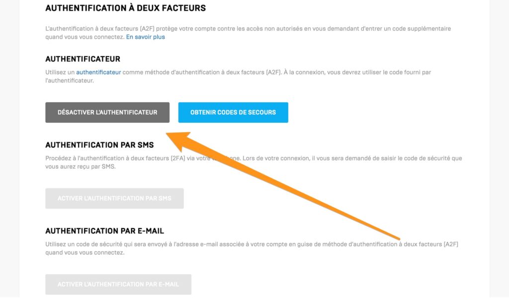 Authentification à deux facteurs sur l'Epic Games Store