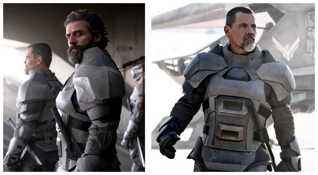 Gauche : Oscar Isaac as Duke Leto Atreides. Droite : Josh Brolin as Gurney Halleck // Source : Chiabella James / Vanity Fair