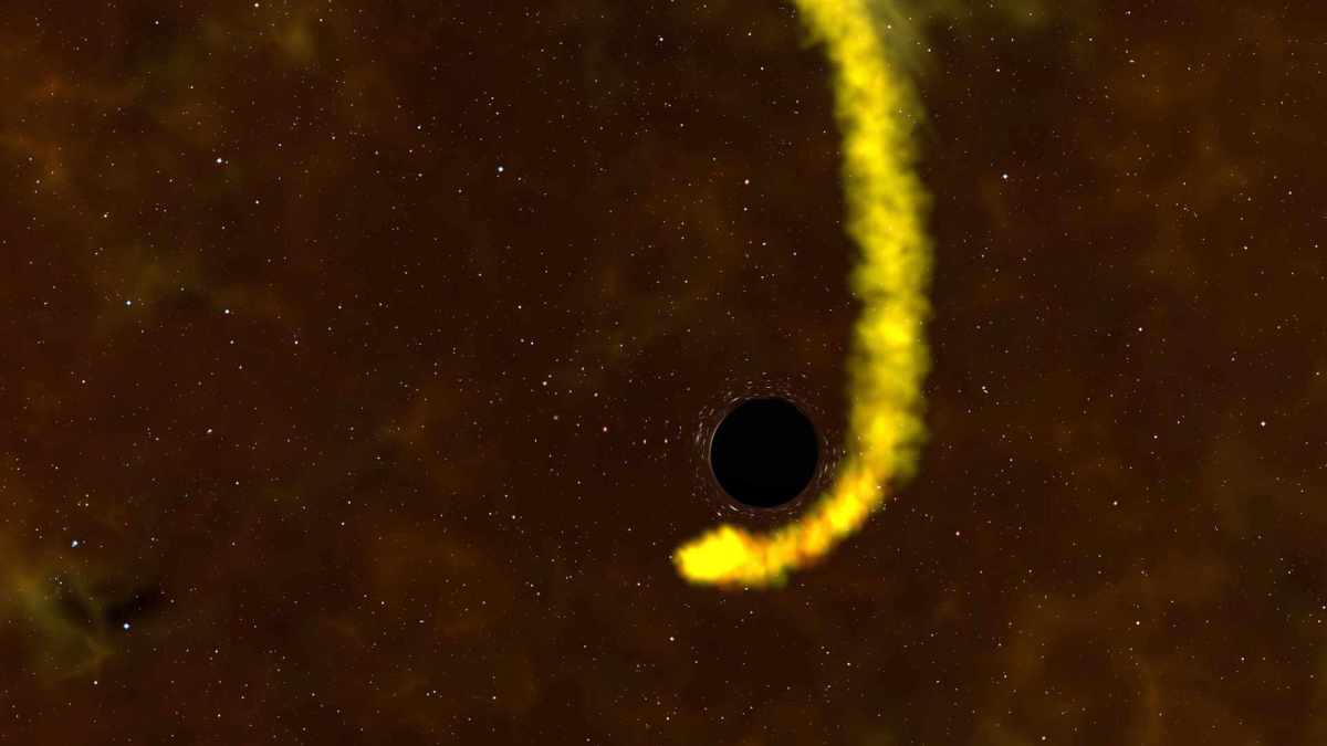 Une étoile détruite par un trou noir. // Source : NASA's Goddard Space Flight Center (photo recadrée)