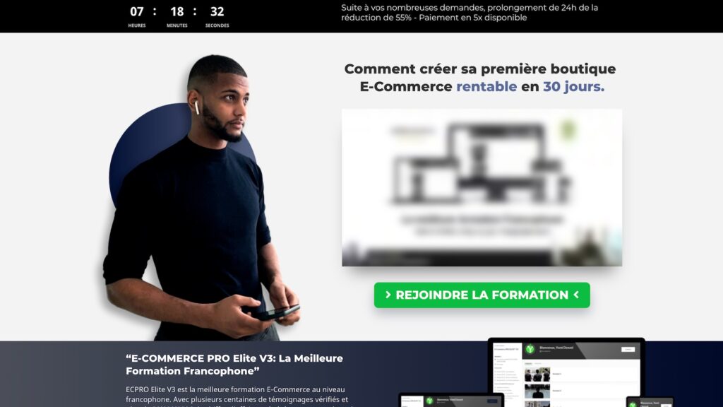 Yomi Denzel a récemment lancé une campagne de publicité sur sa formation au dropshipping et à l'e-commerce. // Source : Capture d'écran Numerama