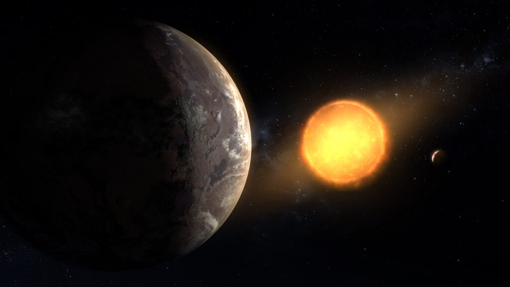 Vue d'artiste de l'exoplanète Kepler-1649c en orbite autour de son étoile. // Source : NASA/Ames Research Center/Daniel Rutter (photo recadrée)