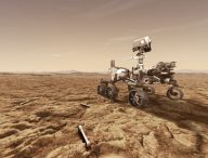 Vue d'artiste du rover Perseverance collectant des échantillons. // Source : NASA/JPL-Caltech