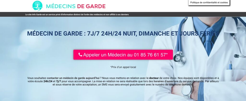 Capture d'écran « medecin.info-garde.fr » / Numerama