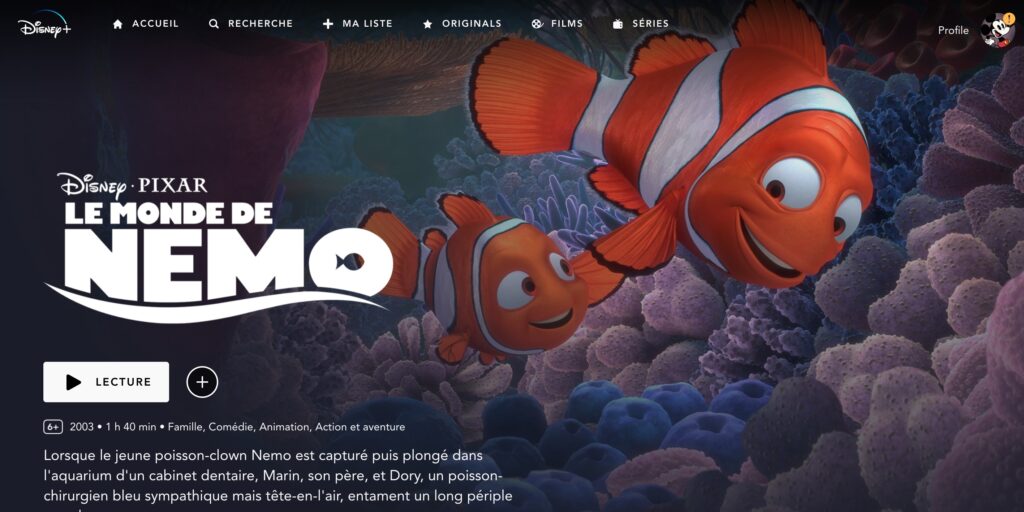 Le Monde de Nemo sur Disney+ // Source : Numerama