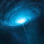Vue d'artiste du quasar 3C 279. // Source : ESO/M. Kornmesser (photo recadrée)