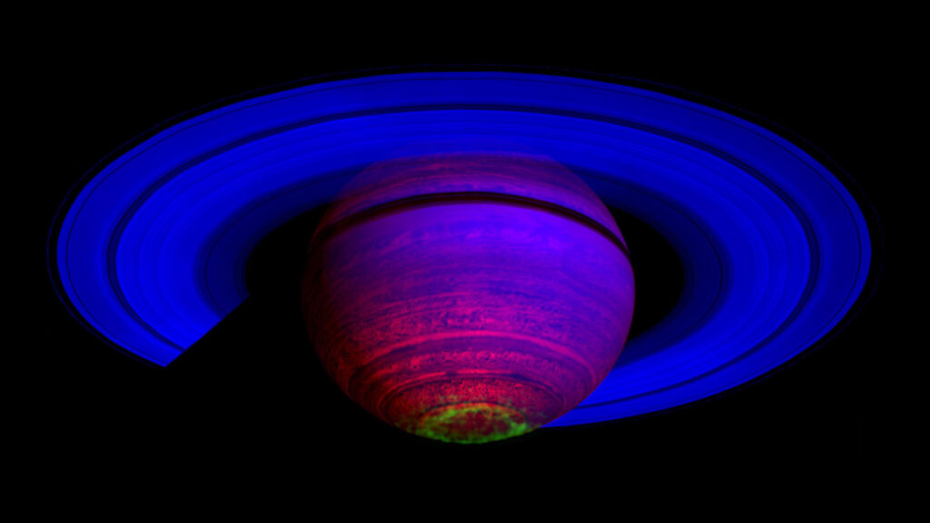 Une nouvelle image de Saturne créée avec les données de Cassini. // Source : NASA/JPL/ASI/University of Arizona/University of Leicester (photo recadrée)
