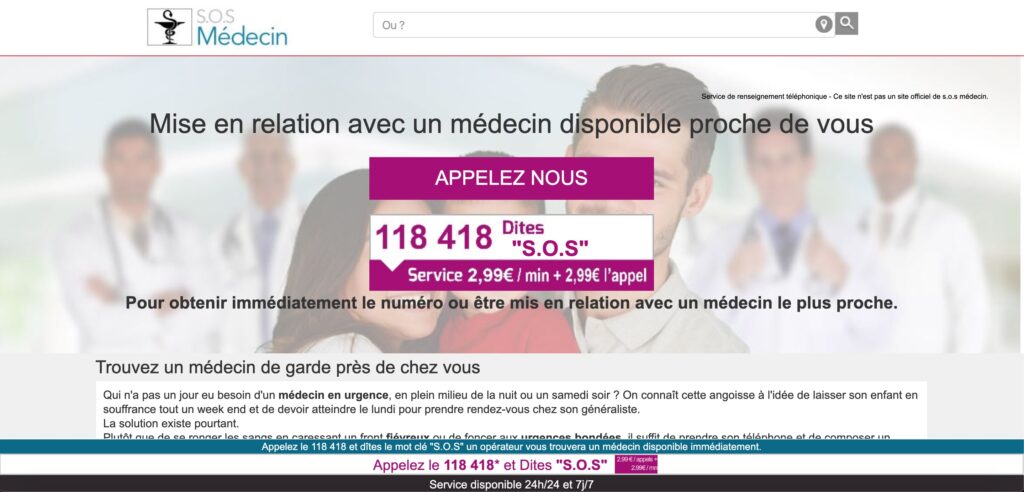 Capture d'écran « sos-tel-medecin.fr » / Numerama