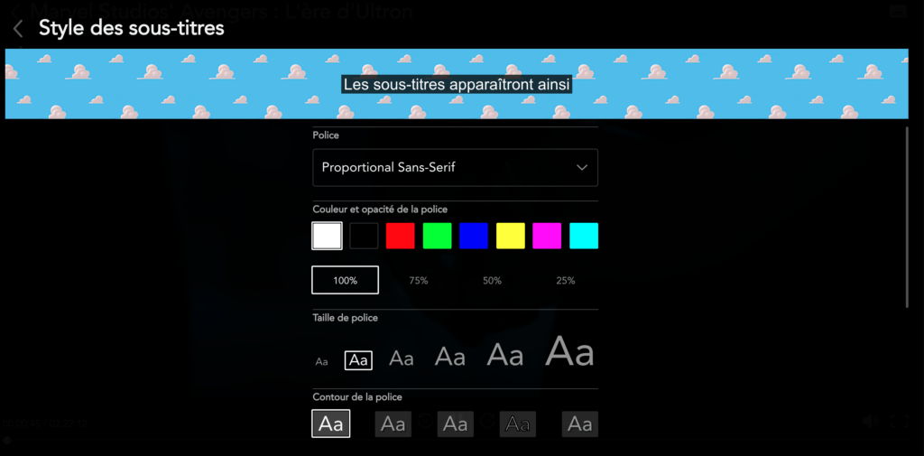 La présentation des sous titres peuvent être modifiée sur Disney+ La présentation des sous titres peuvent être modifiée sur Disney+