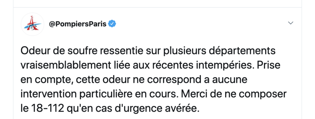 Déclaration des pompiers de Paris // Source : Twitter